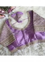 Soft Silk Lilac Wedding Wear Sequins Work Readymade Blouse